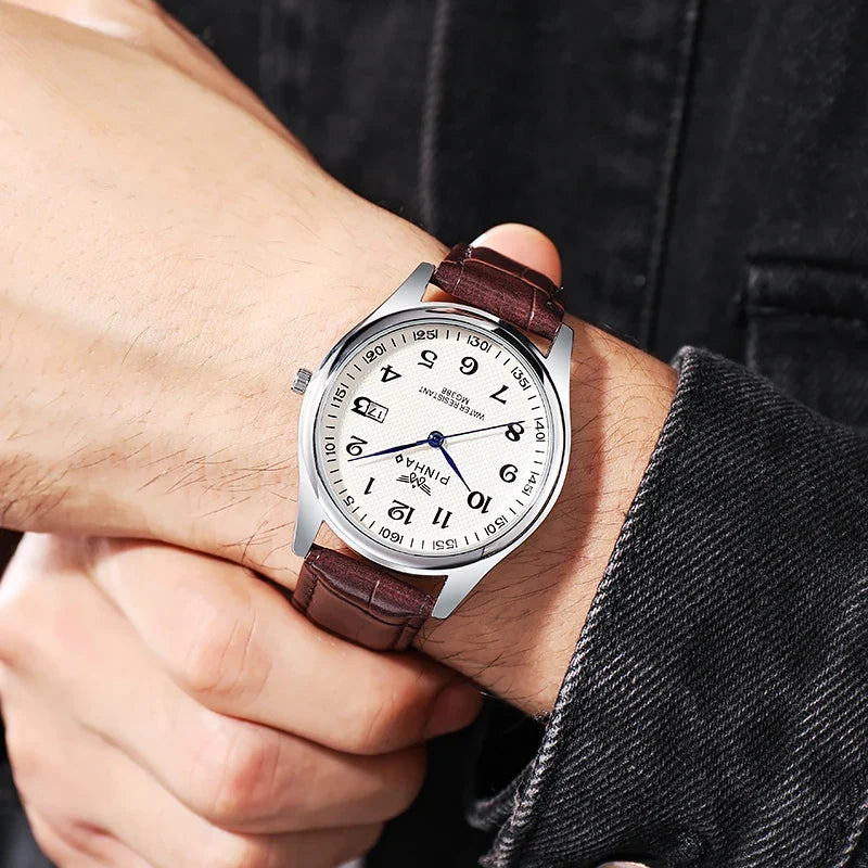 Timeless Men's Leather Watch – Stylish Analog Timepiece