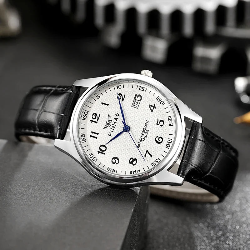 Timeless Men's Leather Watch – Stylish Analog Timepiece