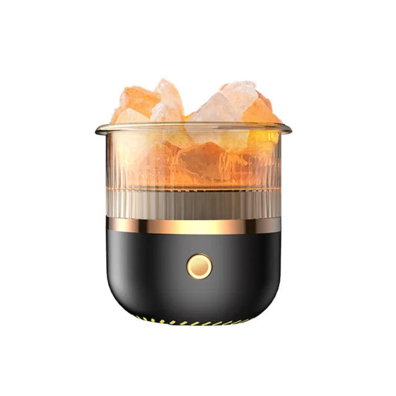 Compact Aroma Diffuser with LED Light and Salt Lamp Design