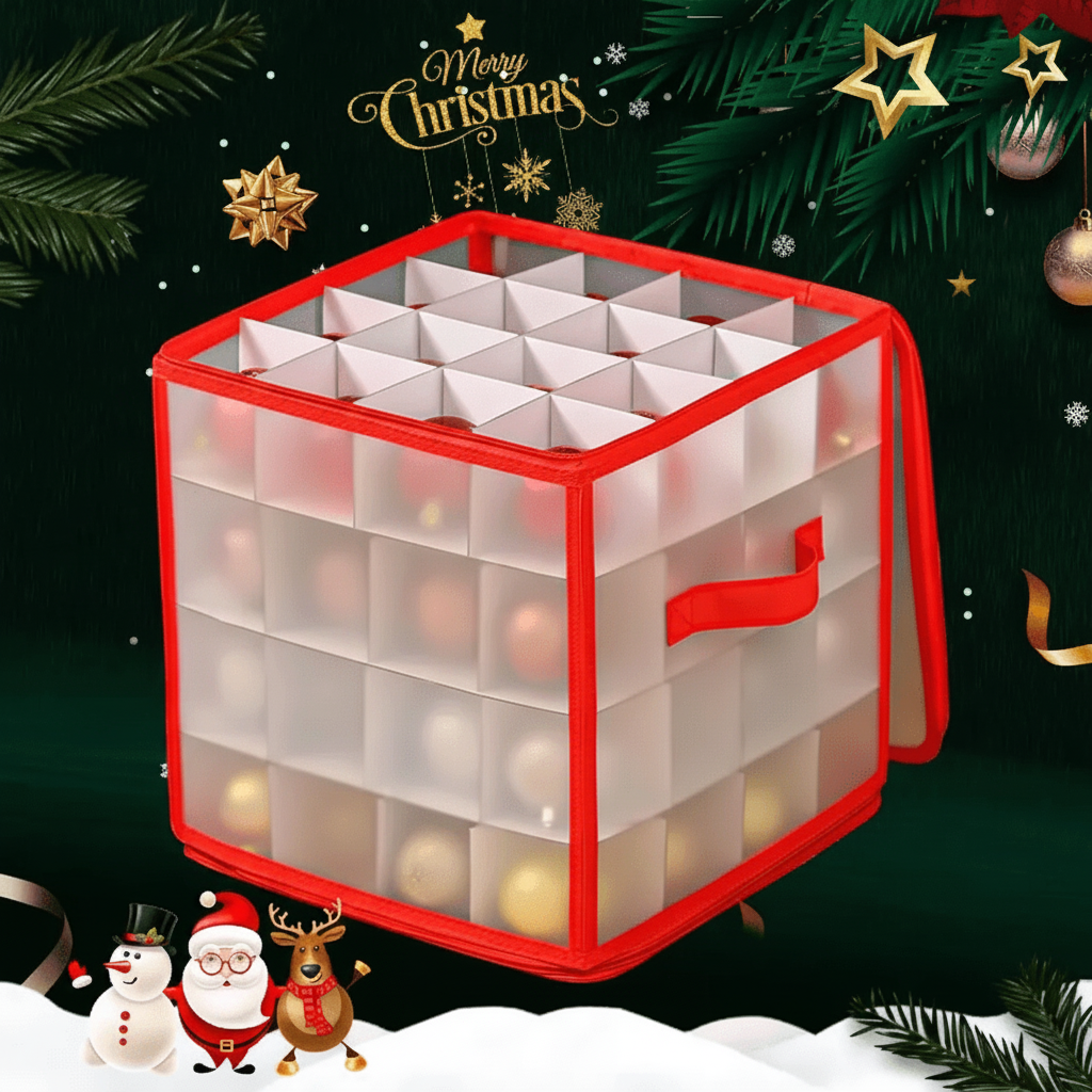Festive Decor Keeper | Transparent Storage Box for Ornaments