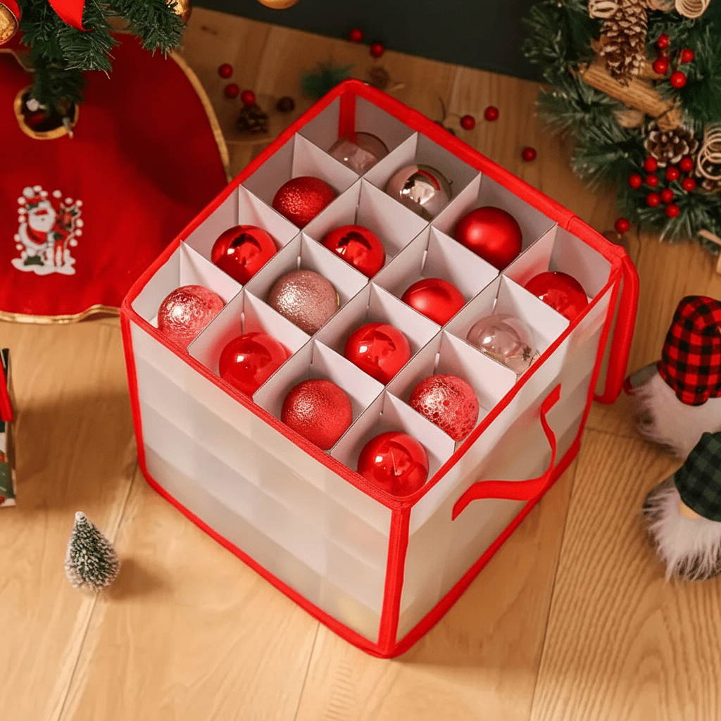 Festive Decor Keeper | Transparent Storage Box for Ornaments