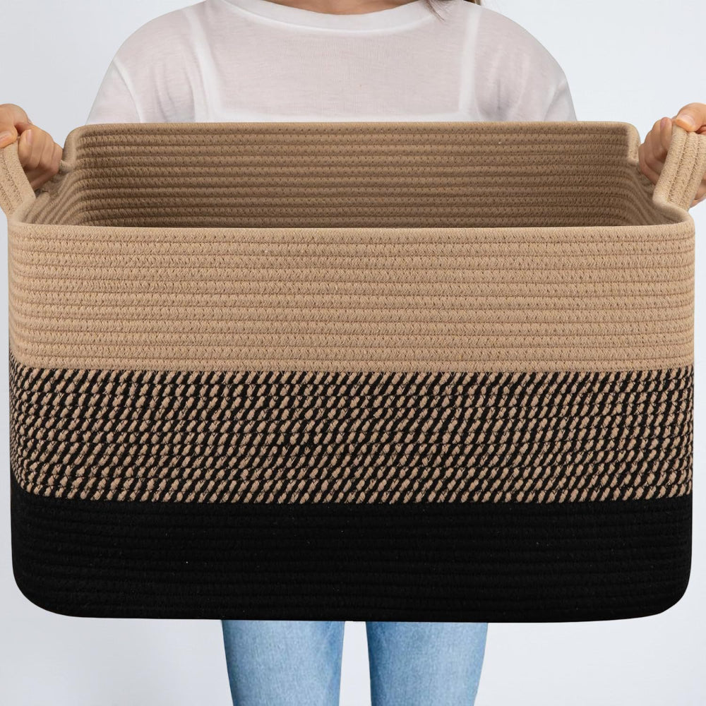 Spacious Woven Storage Basket with Sturdy Handles for Easy Organization