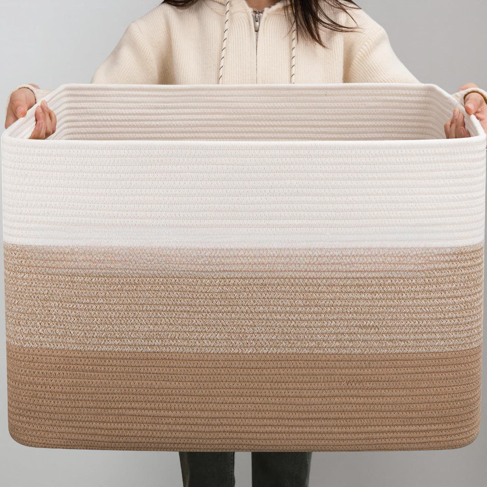 Spacious Woven Storage Basket with Sturdy Handles for Easy Organization