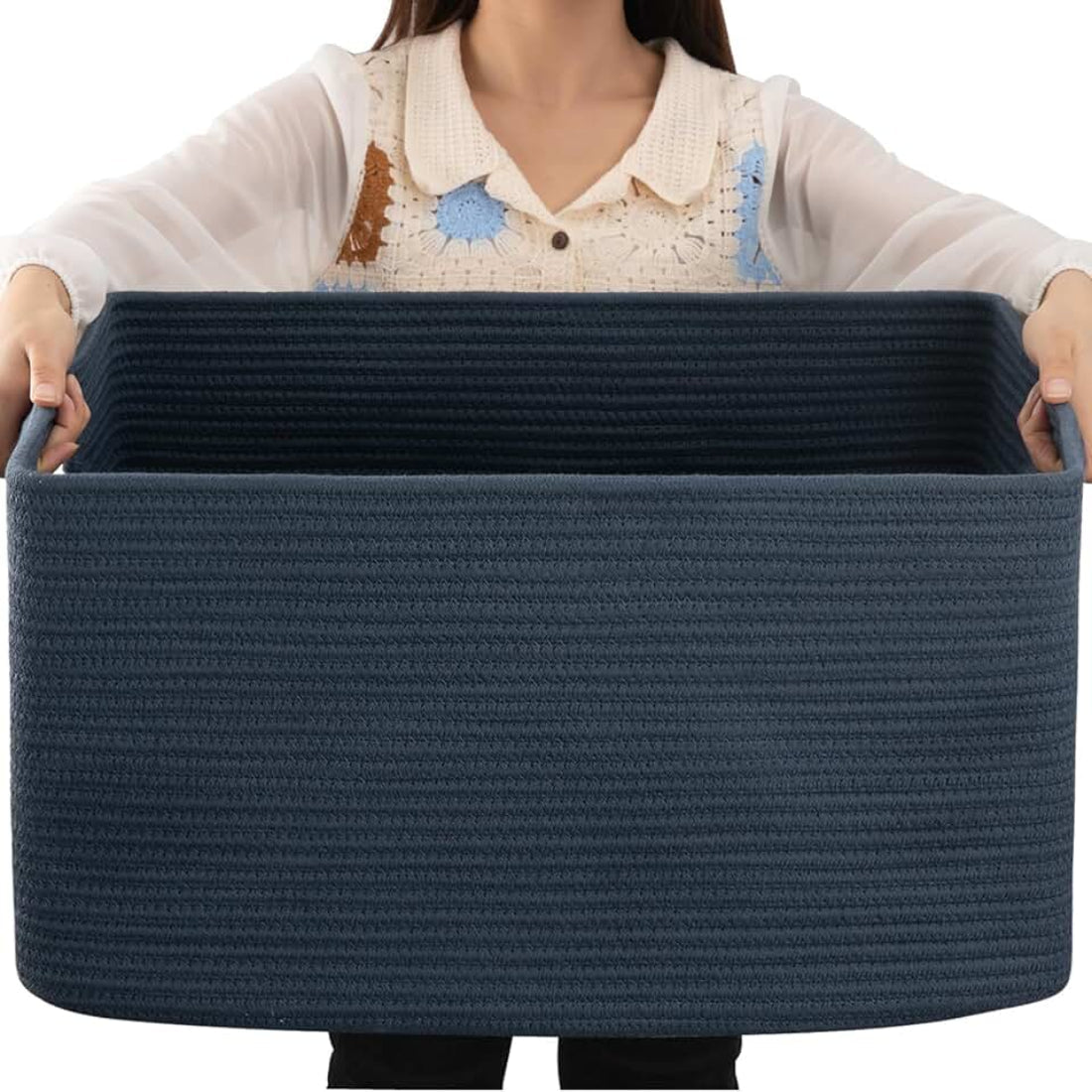 Spacious Woven Storage Basket with Sturdy Handles for Easy Organization
