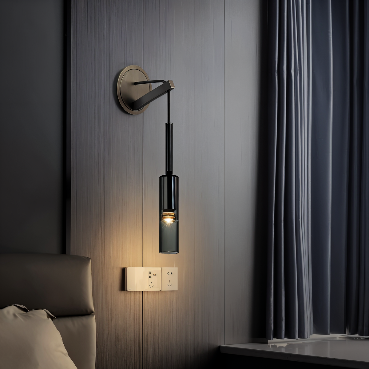 Smoke Glass Minimalist Wall Light Fixture