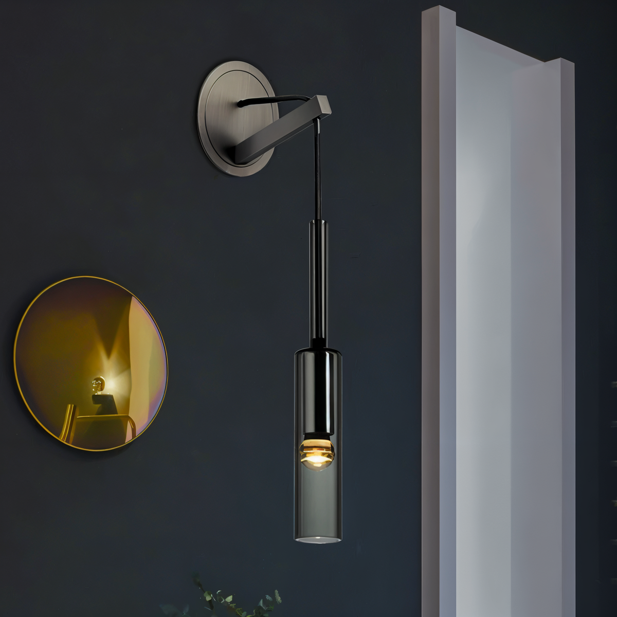 Smoke Glass Minimalist Wall Light Fixture