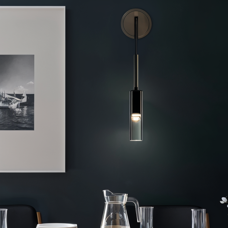 Smoke Glass Minimalist Wall Light Fixture
