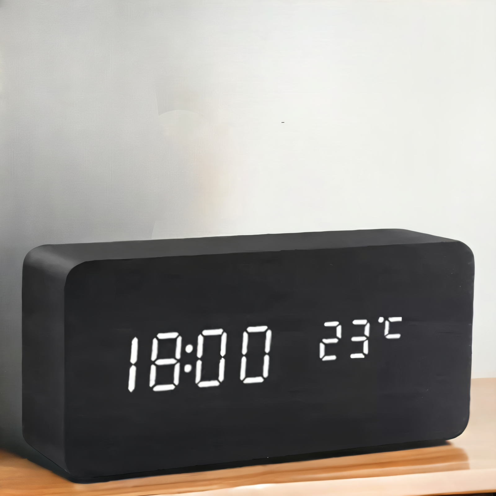 Chic Wooden LED Alarm Clock - Stylish Smart Bedside Companion