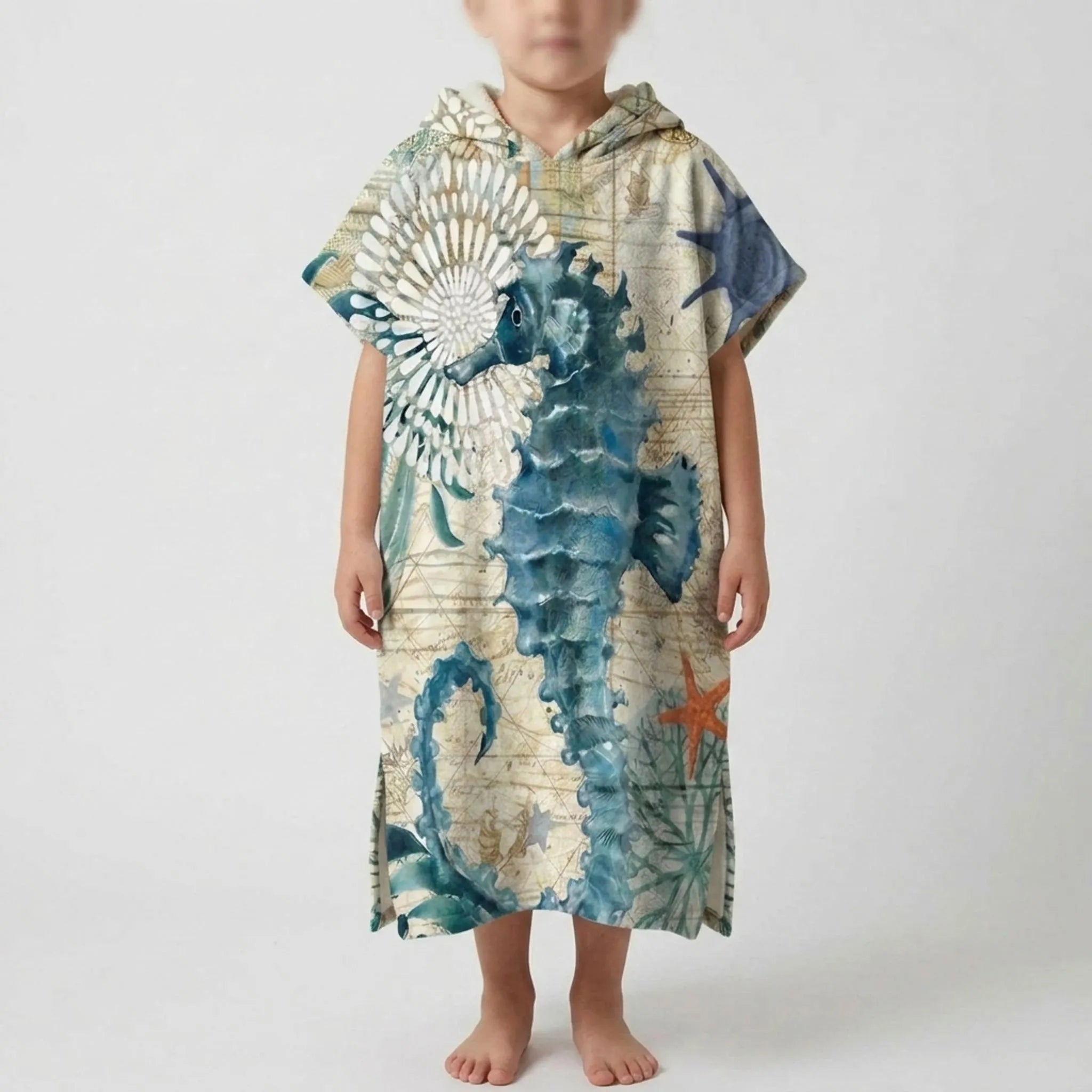 Coastal Hooded Poncho for Beach Use