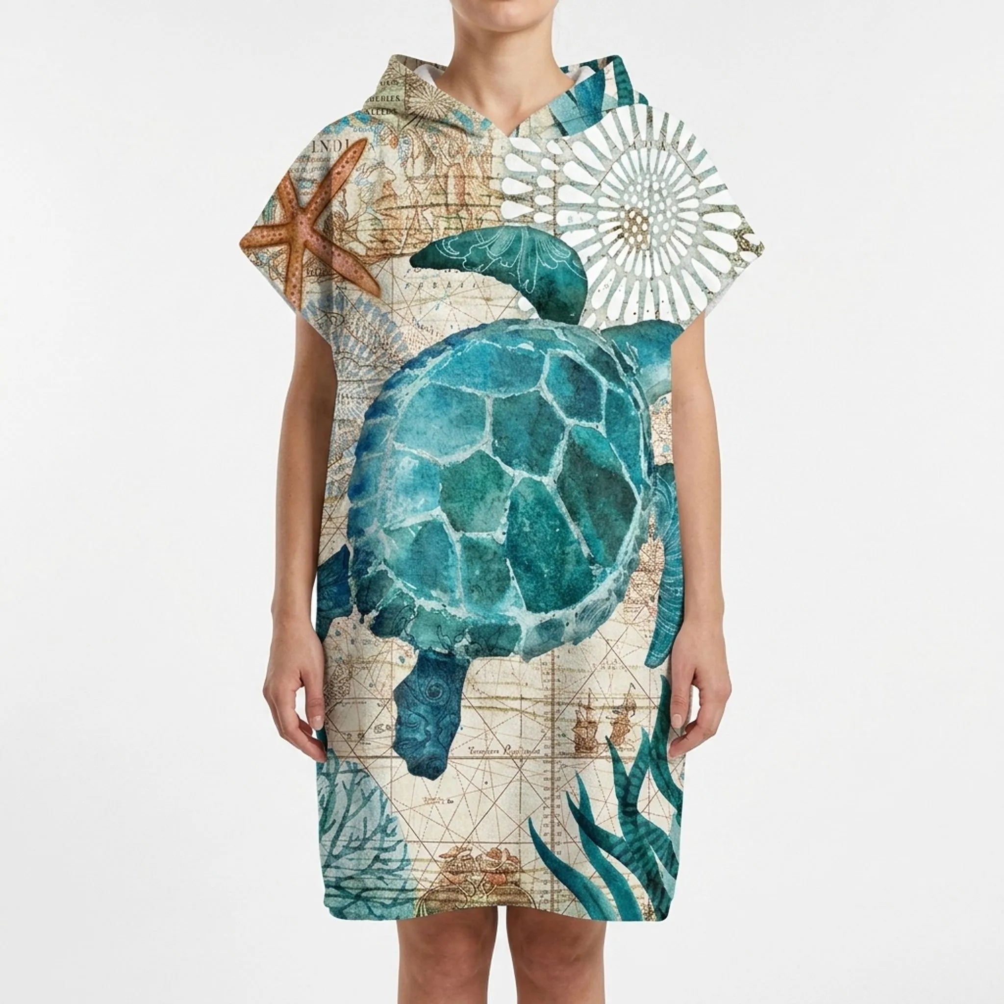 Coastal Hooded Poncho for Beach Use