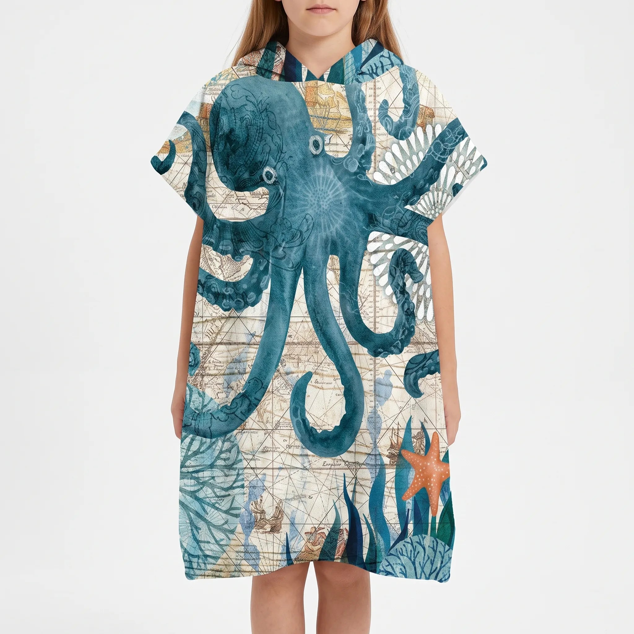 Coastal Hooded Poncho for Beach Use