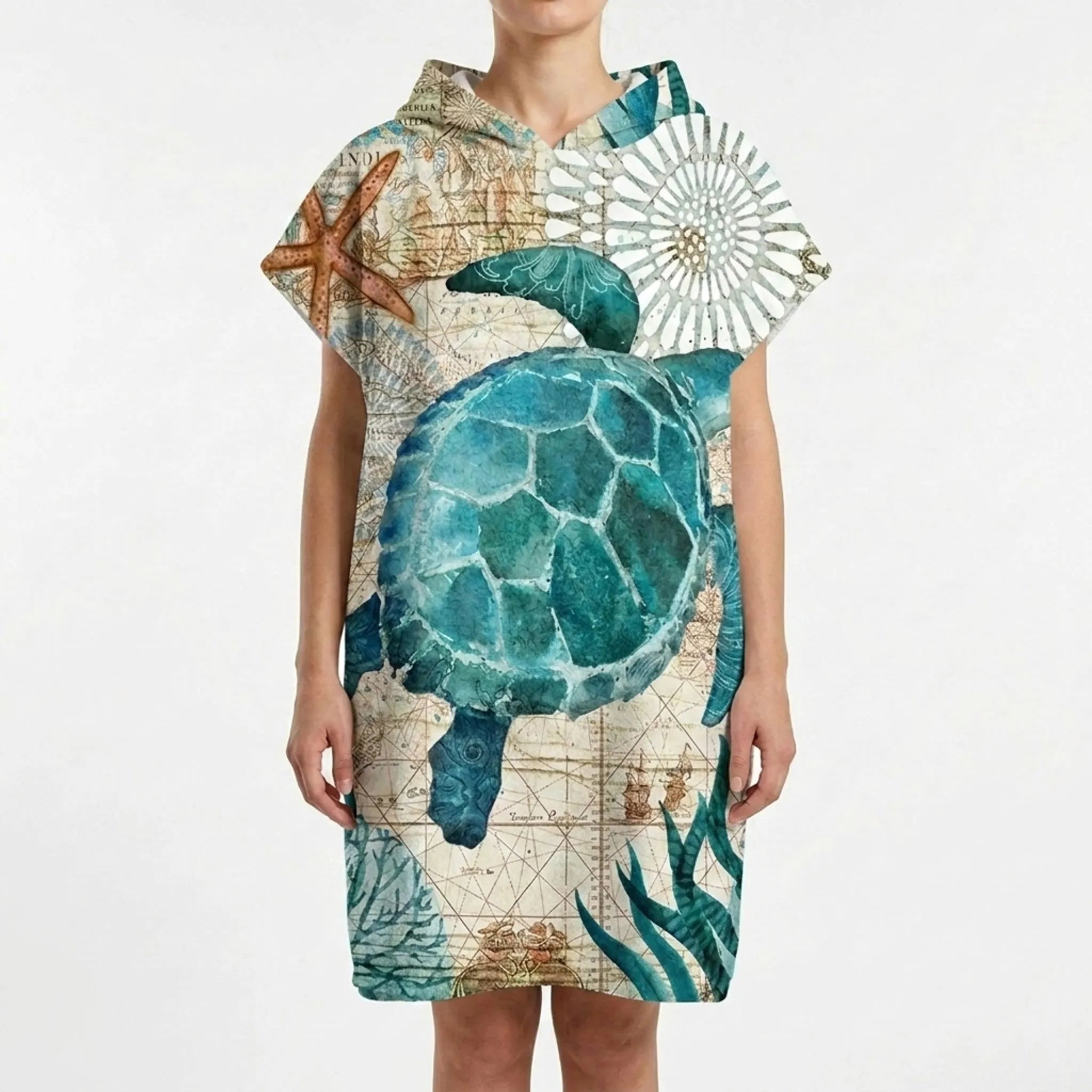 Coastal Hooded Poncho for Beach Use
