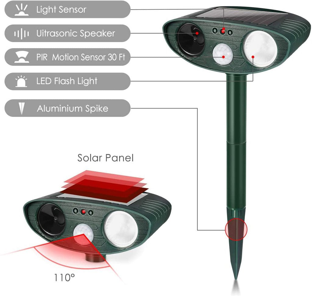 Eco-Friendly Solar-Powered Rabbit Deterrent with Flashing Light