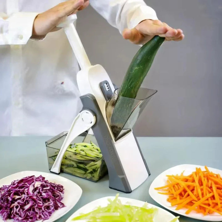 Versatile Food Slicer with Custom Thickness and Catch Container