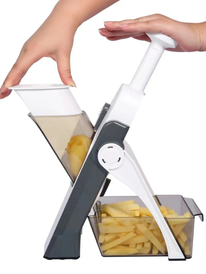 Versatile Food Slicer with Custom Thickness and Catch Container