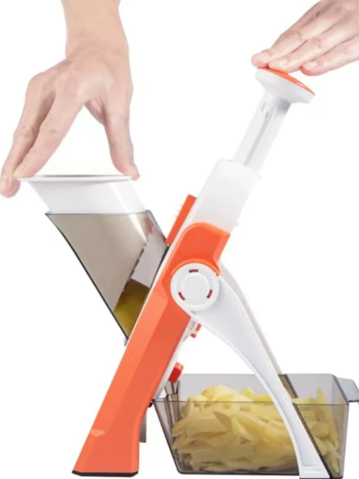 Versatile Food Slicer with Custom Thickness and Catch Container