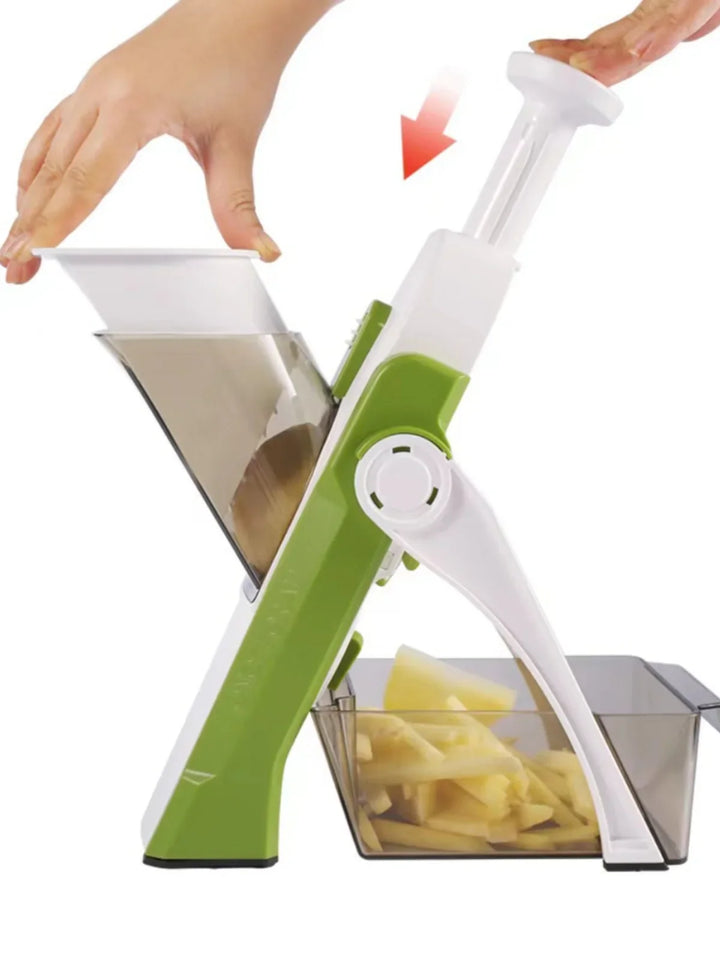 Versatile Food Slicer with Custom Thickness and Catch Container