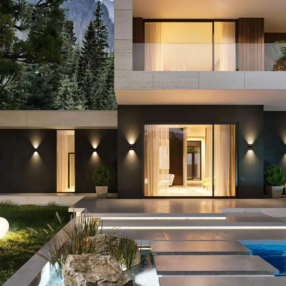 Elegant Outdoor LED Wall Fixture - Waterproof Dual Lighting