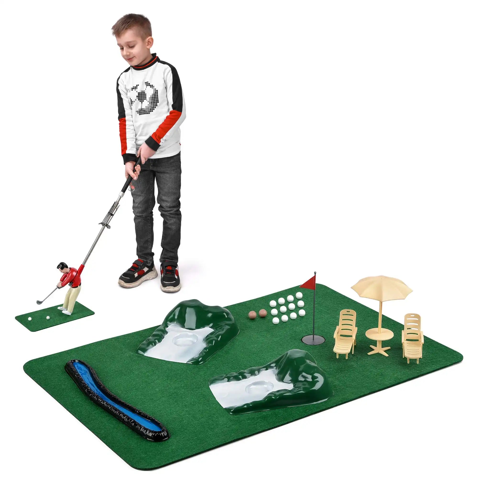 Home Golf Training Kit | 5-Piece Club Set with Mat & Balls