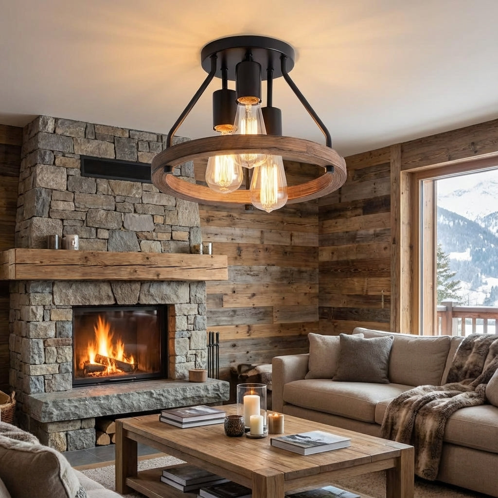 Ceiling Light Fixture in Industrial Farmhouse Style