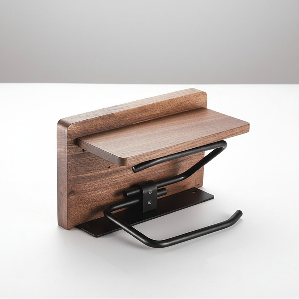 Metal Paper Holder for Industrial Use - Wooden Base