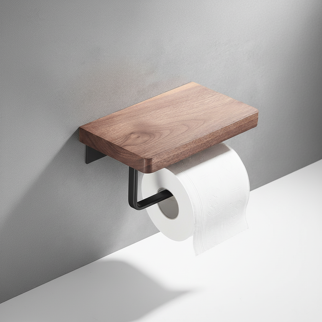 Metal Paper Holder for Industrial Use - Wooden Base