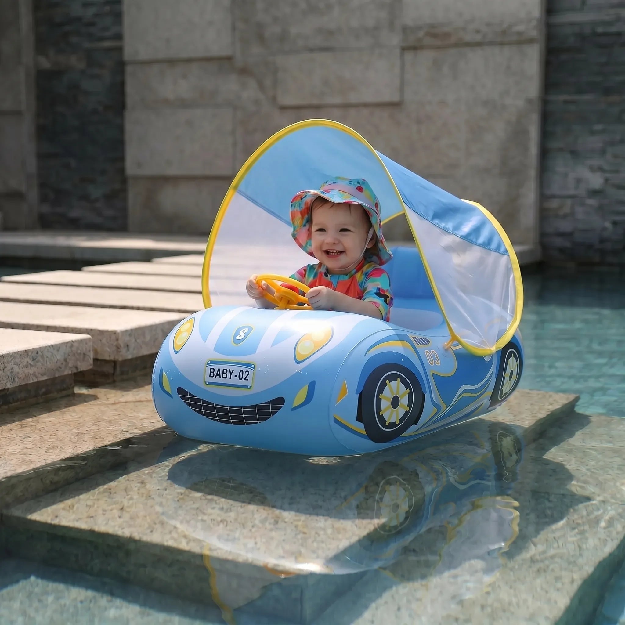 Toddler-Friendly Inflatable Water Cruiser with Sunshade