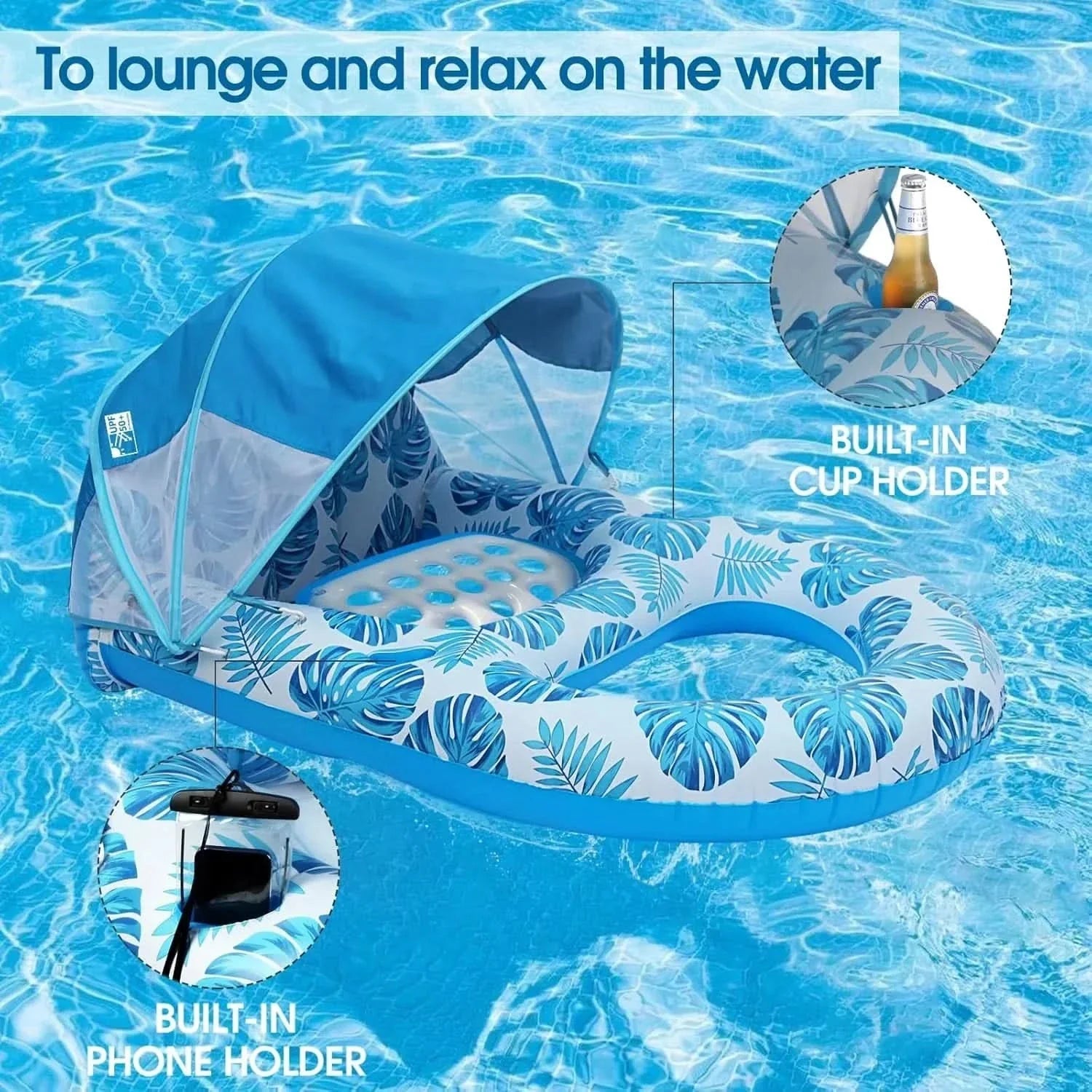 AquaShade – Inflatable Pool Float with Canopy Protection
