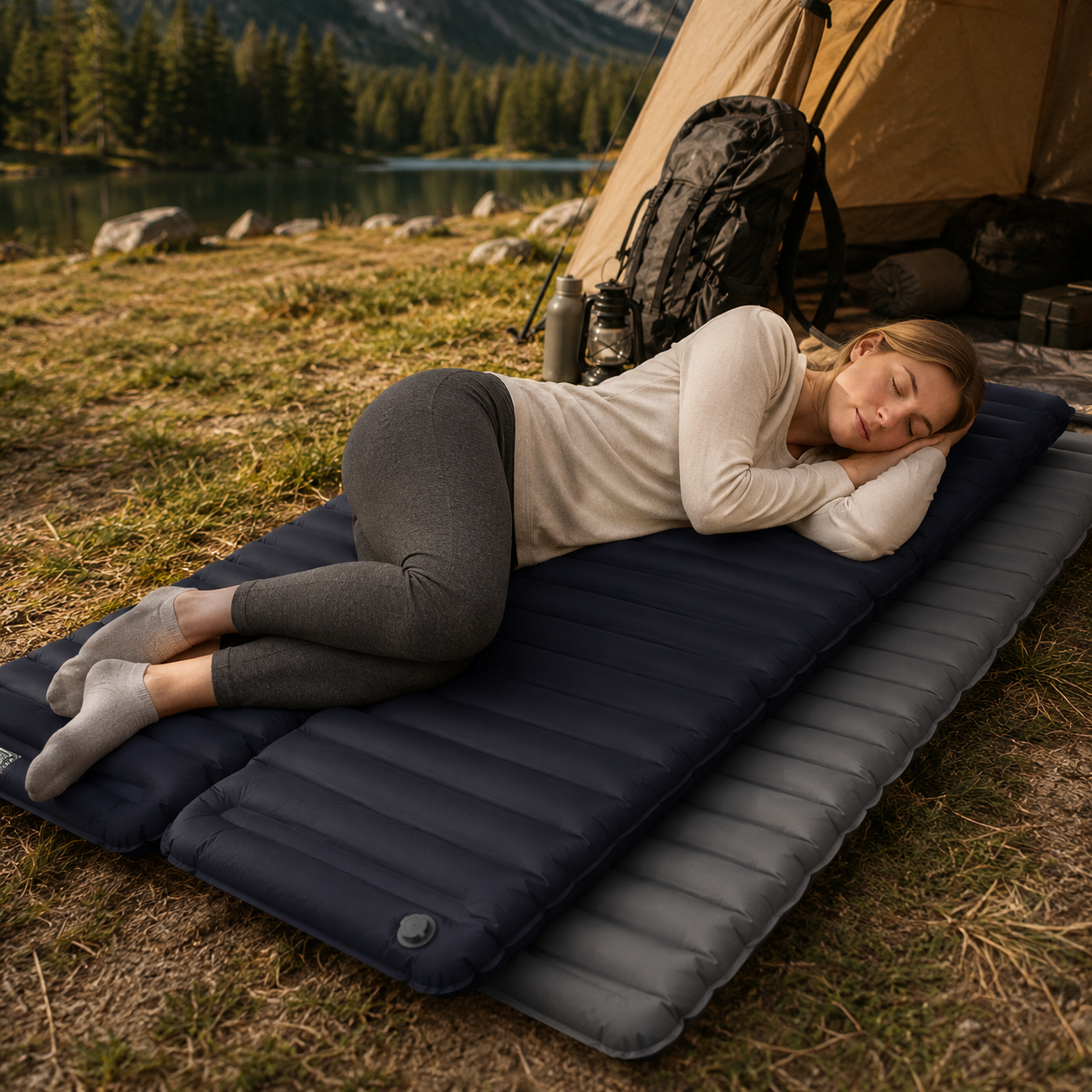 Portable Air Mattress with Integrated Pump | Ideal for Camping Comfort