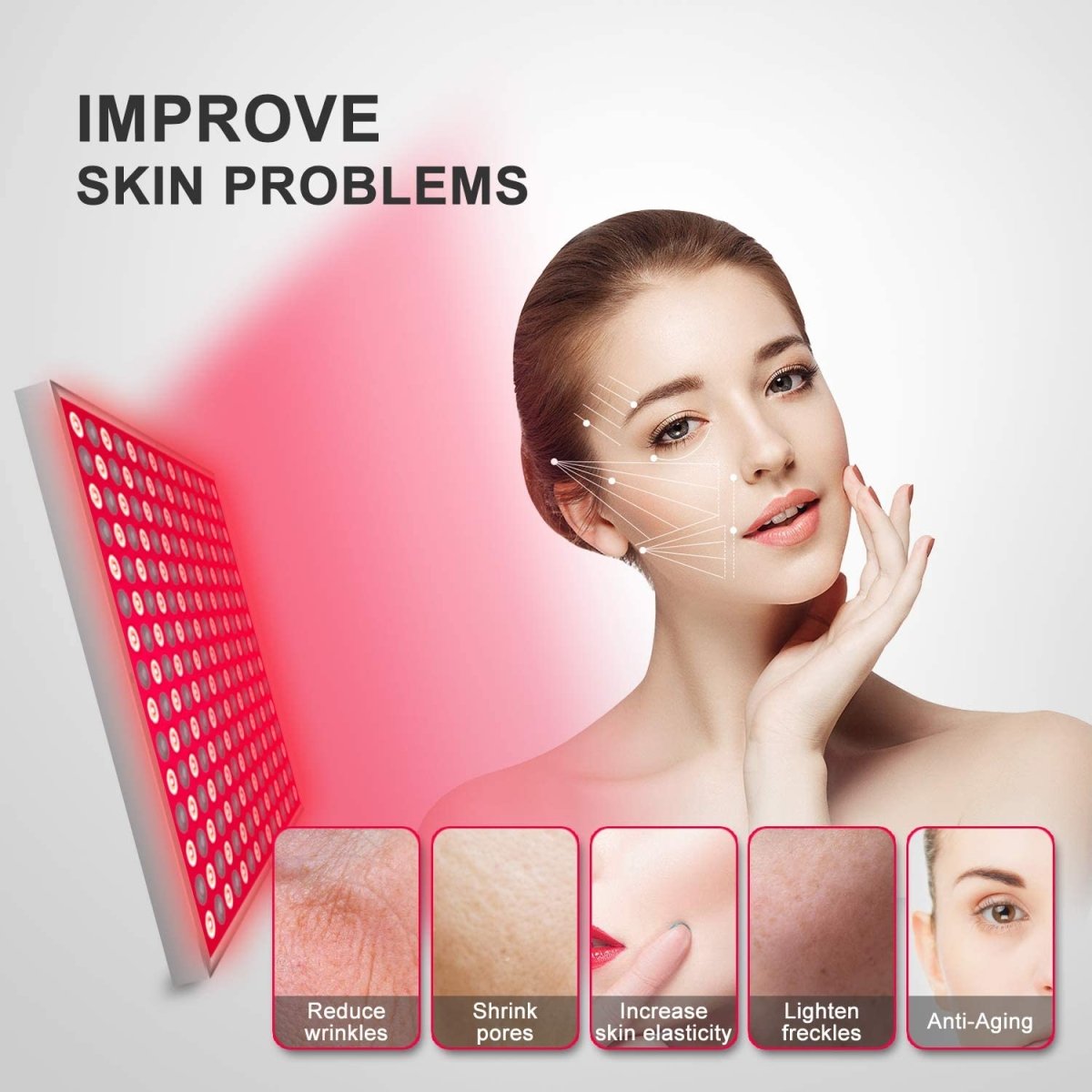RadiantWave Light Therapy Panel | 225 LEDs for Skin & Muscle Care