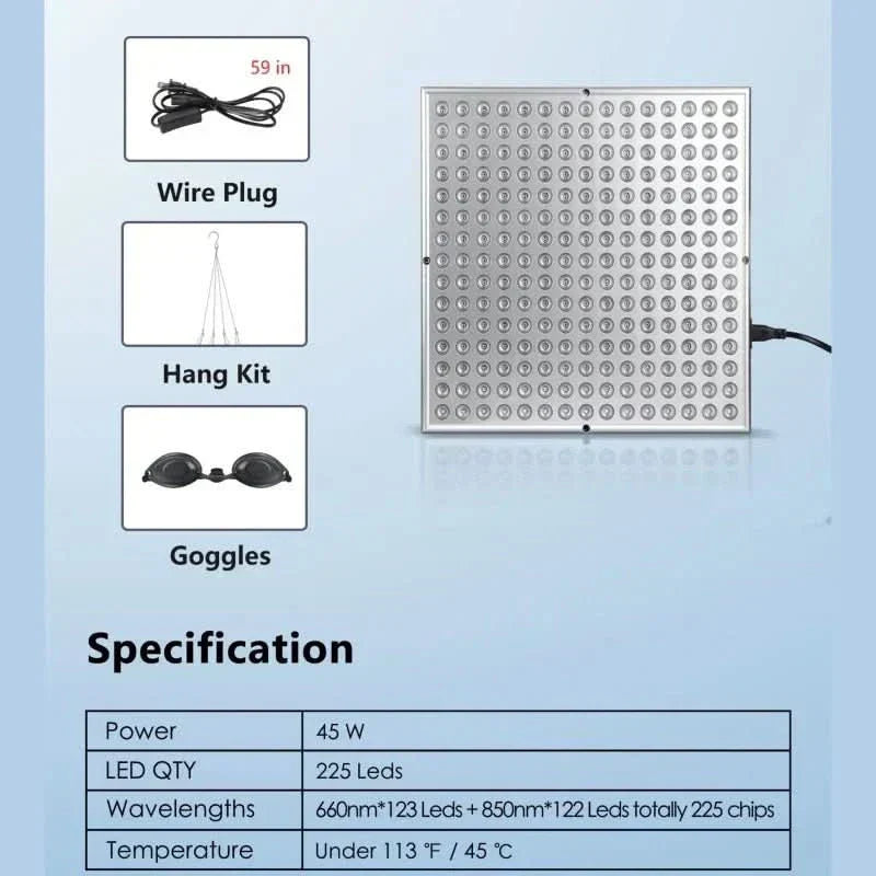 RadiantWave Light Therapy Panel | 225 LEDs for Skin & Muscle Care