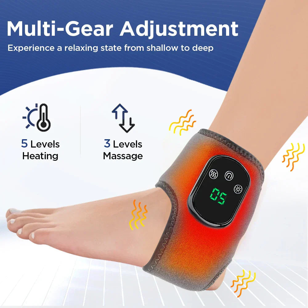 ThermoRelax Ankle Massager with Adjustable Heat & Vibration