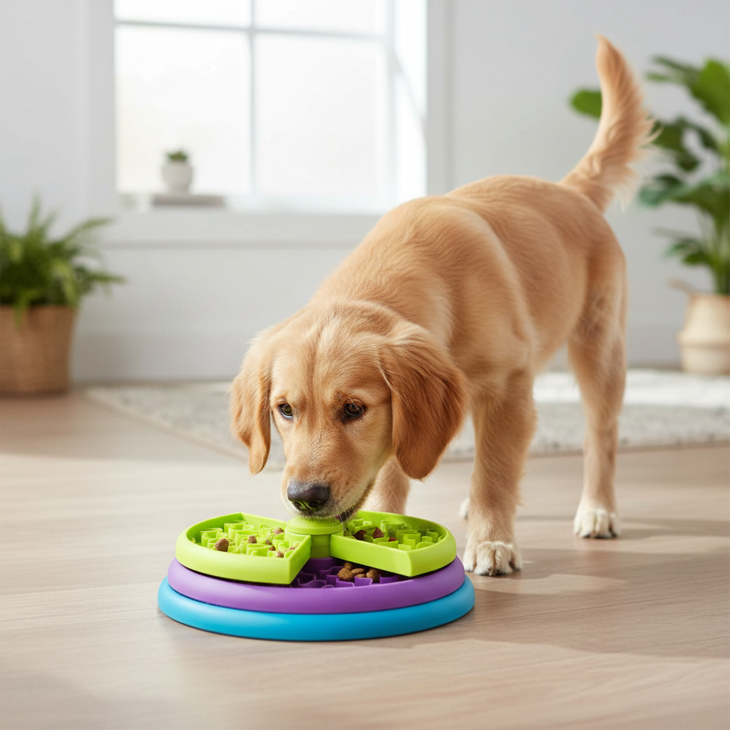 Engaging Multi-Level Dog Bowl for Healthy Eating Habits
