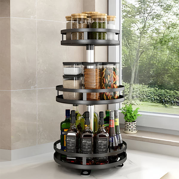Versatile 3-Tier Rotating Metal Storage Solution