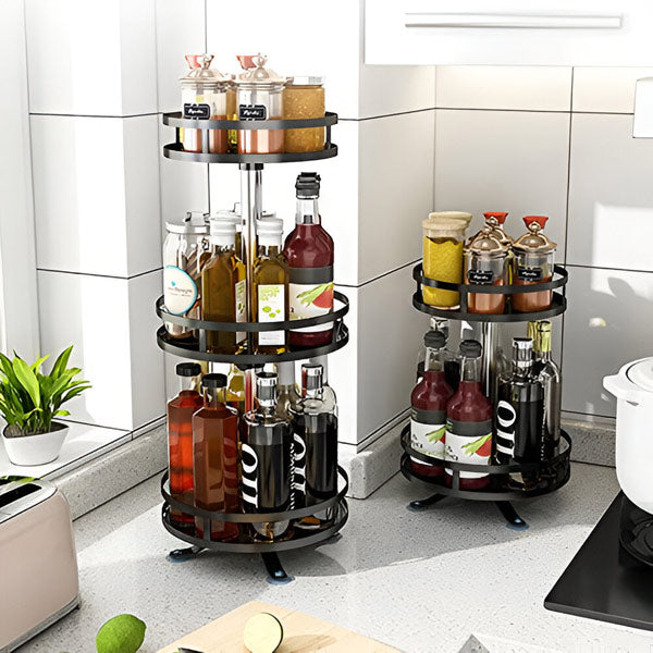 Versatile 3-Tier Rotating Metal Storage Solution