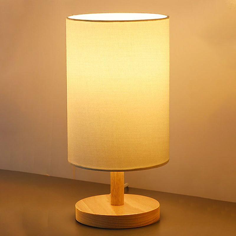 Serene Wooden Lamp with Soft Fabric Shade – Perfect for Any Room