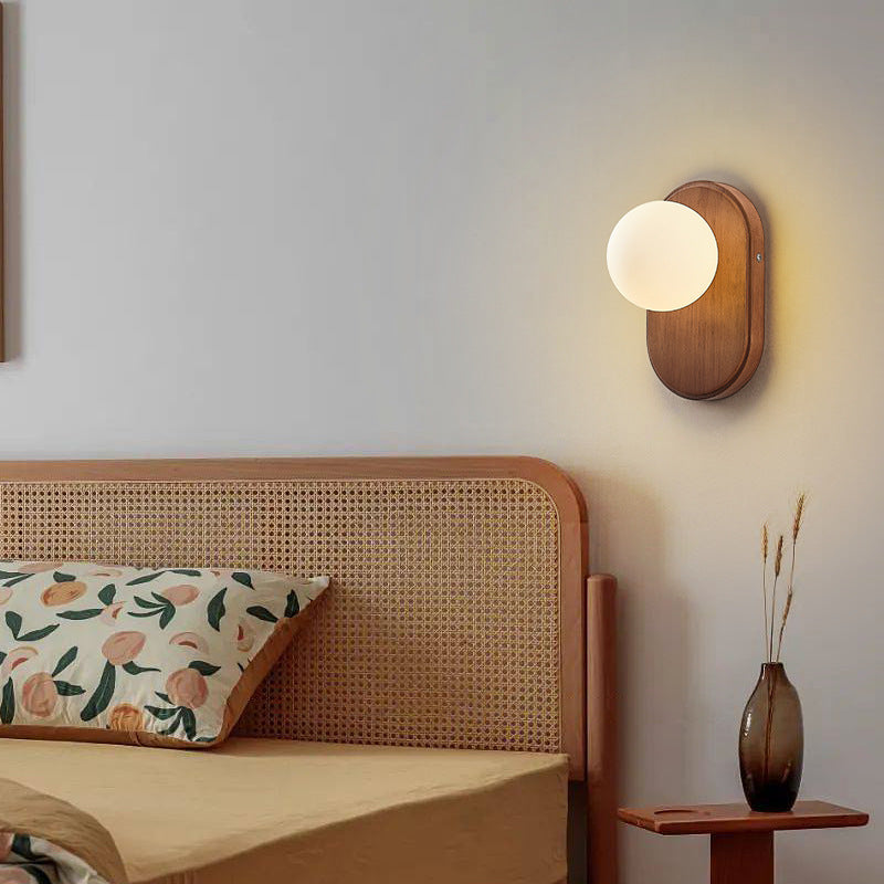 Elegant Wooden & Glass Wall Light for Indoors