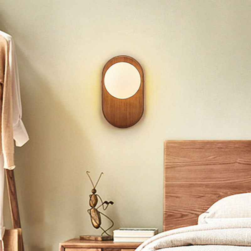 Elegant Wooden & Glass Wall Light for Indoors