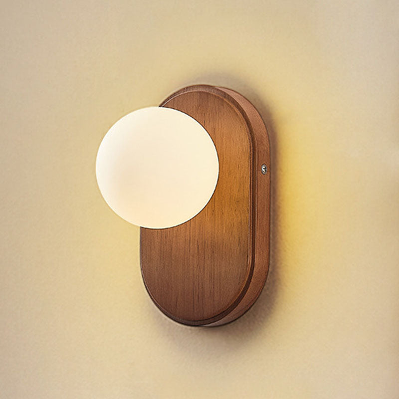 Elegant Wooden & Glass Wall Light for Indoors