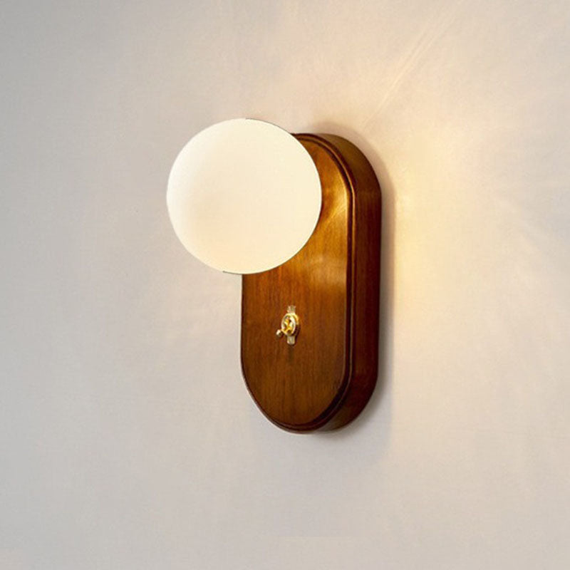 Elegant Wooden & Glass Wall Light for Indoors