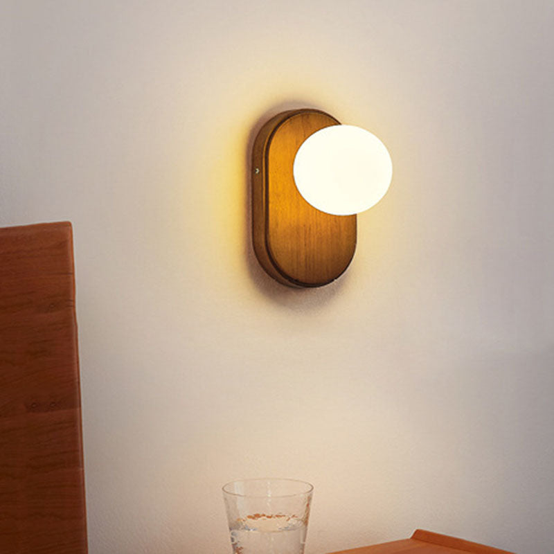 Elegant Wooden & Glass Wall Light for Indoors