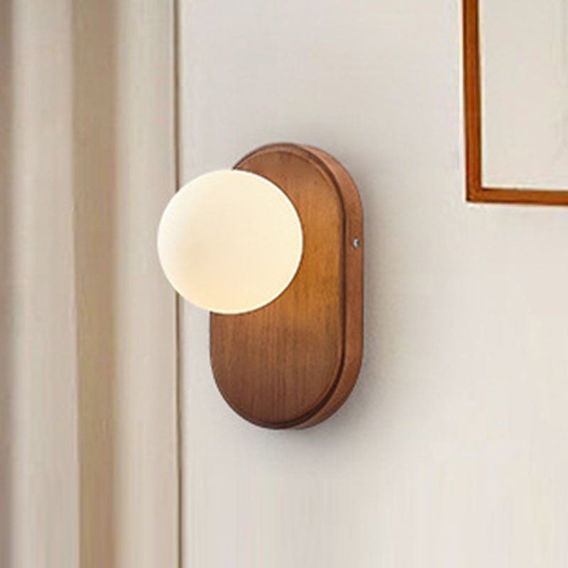 Elegant Wooden & Glass Wall Light for Indoors