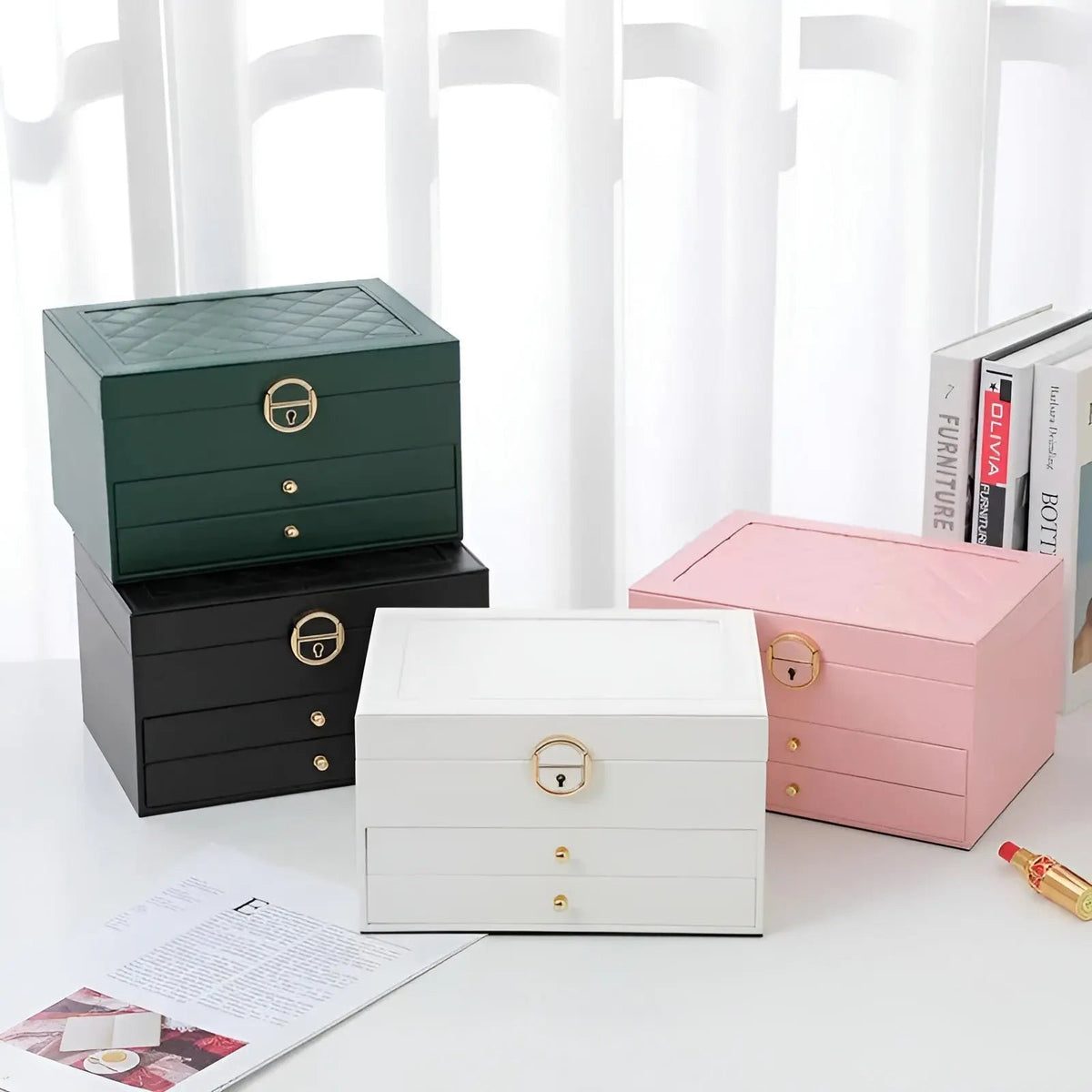 Elegant Jewelry Organizer with Three-Tier Storage