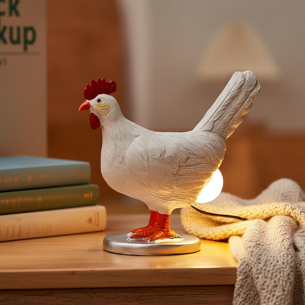 Chicken Figurine Lamp in Ceramic - Cluck Light