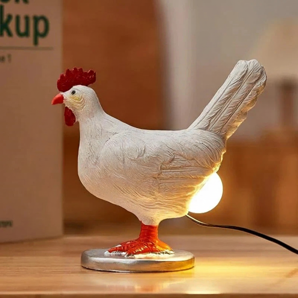 Chicken Figurine Lamp in Ceramic - Cluck Light