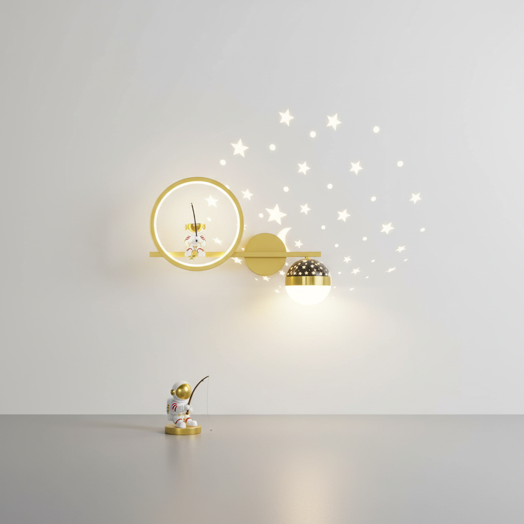 Metal Star-Shaped Wall Light for Kids' Room