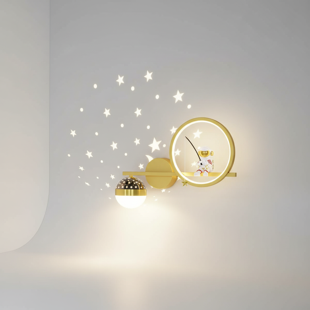 Metal Star-Shaped Wall Light for Kids' Room