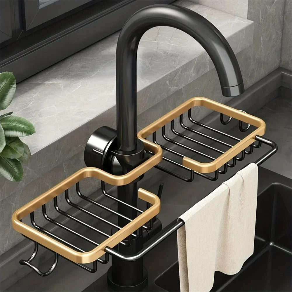 Compact Kitchen Sink Organizer with Drip Tray for Essentials