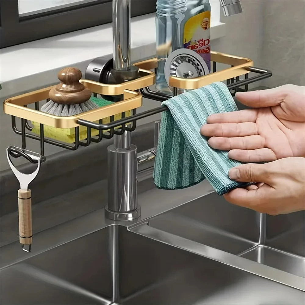 Compact Kitchen Sink Organizer with Drip Tray for Essentials