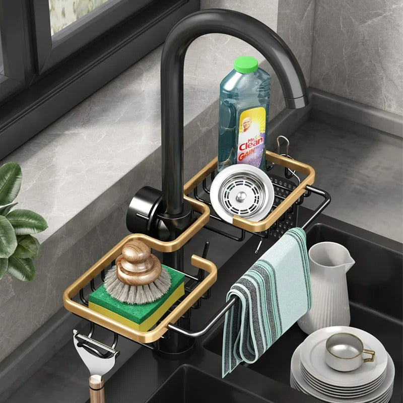 Compact Kitchen Sink Organizer with Drip Tray for Essentials